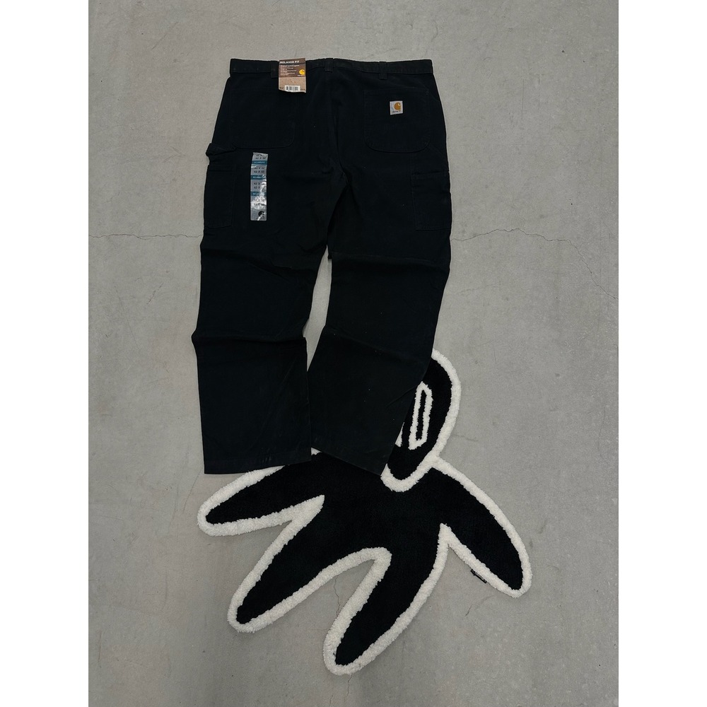 Carhartt B324 BLK Relaxed Fit Washed Twill Dungaree Black Pants 42x32 NWT‎